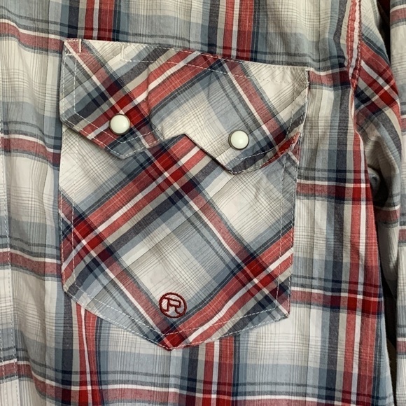 Roper Men’s Plaid Snap Front Shirt Blue/Red S - Picture 4 of 7